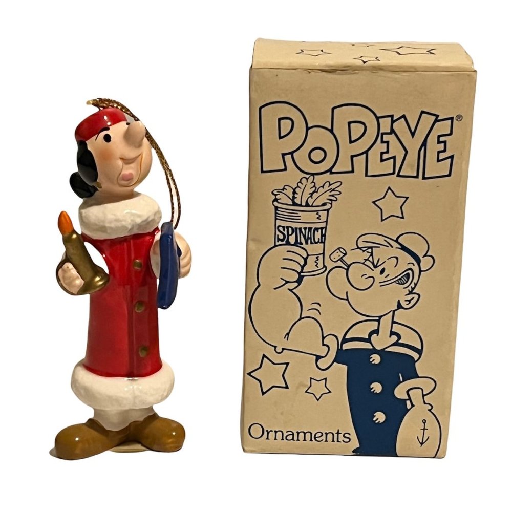 Vintage Olive Oyl Christmas Ornament Carol 1987 4" P4242 Presents Ceramic Rare
